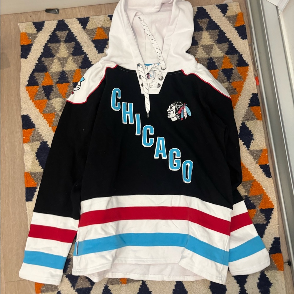 Four Stars Collection Black and White Lace-Up Hoodie Jersey